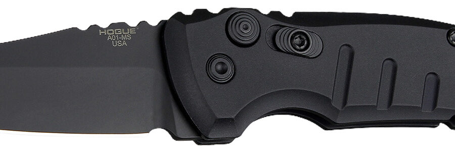 Hogue 24106 A01  2.75" Folding Wharncliffe Plain Black Cerakote 154CM SS Blade/Matte Black Aluminum Handle