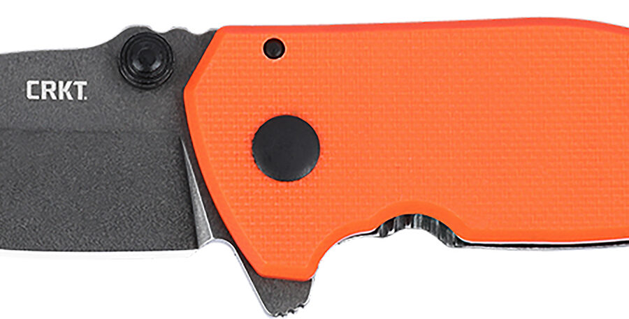 CRKT 2486 SQUID  Compact 1.75" Folding Drop Point Plain Stonewashed D2 Steel Blade, Blaze Orange G10/SS Handle
