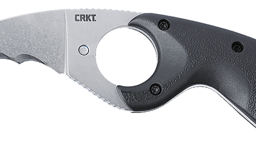 CRKT 2511 Bear Claw  2.39" Fixed Hawkbill Veff Serrated Stonewashed AUS-8A SS Blade, Black Textured GRN Handle
