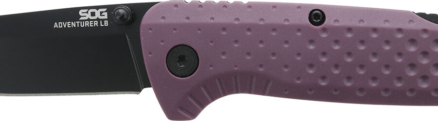 S.O.G SOG13110443 Adventure LB 3.50" Folding Drop Point Plain Black TiNi 5Cr15MoV Blade, Dark Purple Textured GRN Handle