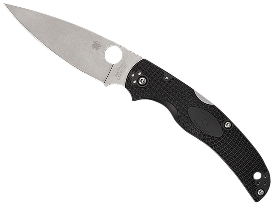 Spyderco C244PBK Native Chief Lightweight 4.02" Folding Plain Stonewashed CTS BD1N SS Blade/Black Textured FRN Handle Includes Pocket Clip