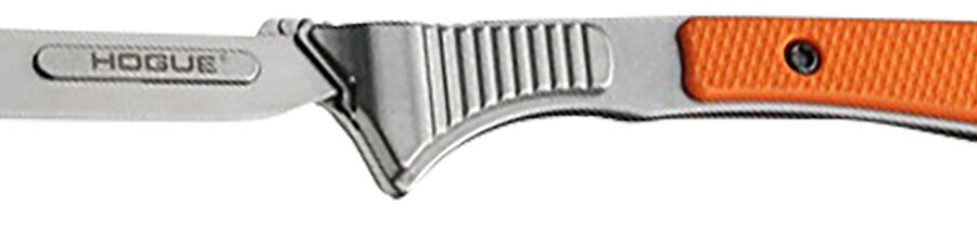 Hogue 35874 Expel  2.050" Fixed High Carbon Steel Blade, Orange G10 Scales/SS Handle, Includes 3 #60 & 2 #70 blades.