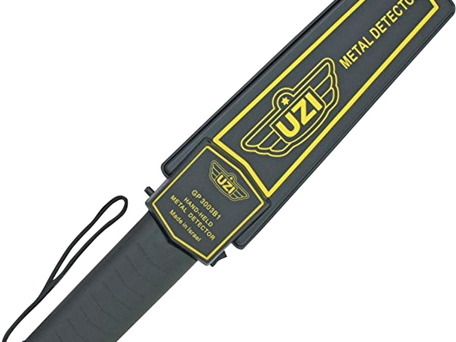 Uzi Accessories UZIHHSC1 Handheld Metal Detector Black/Yellow High-Impact Plastic Features LED Light