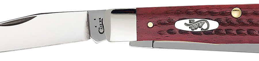 Case 00783 Trapper  Medium 3.25"/3.27" Folding Clip Point/Spey Plain Mirror Polished Tru-Sharp SS Blade Corn Cob Jigged Old Red Bone Handle