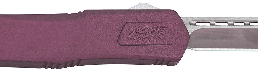 Great Lakes Firearms GLKMDSMTCHY GLFA  Medium 3.50" OTF Plain Steel Blade, Black Cherry Cerakote Aluminum Handle