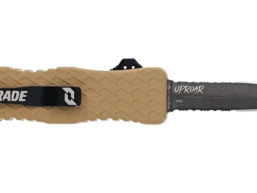 Schrade 1159305 Uproar  Automatic 3" OTF Dagger Part Serrated Black Oxide D2 Steel Blade, Flat Dark Earth Textured Aluminum Handle