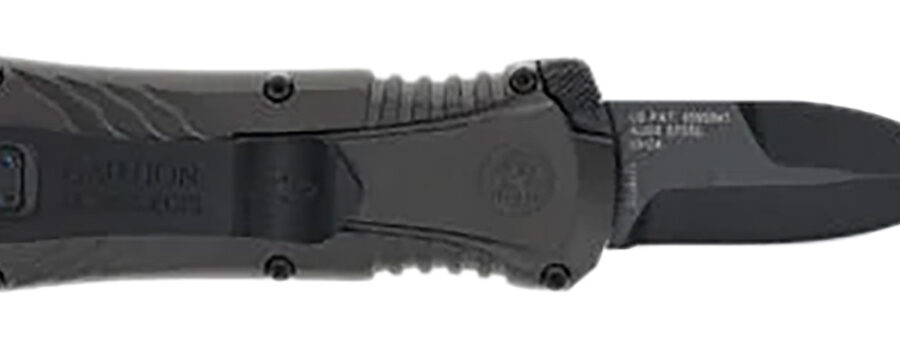 M&P Accessories 1219171 M&P  Compact 1.90" OTF Plain Black Oxide Stainless Steel Blade, Gray/Black Aluminum Handle