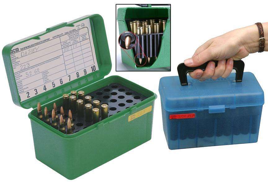 MTM CASE GARD DLX W/HANDLE BOX CARTRIDG 204 RUGER/223 50RD CLR BLUE ( 12 PER CASE )