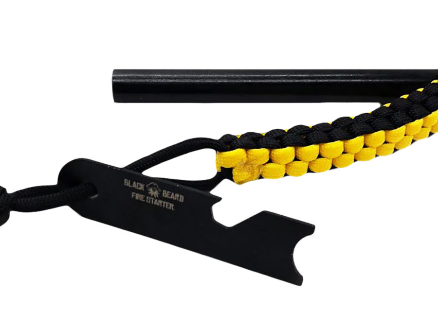 Black Beard Fire Starters FR Ferro Rod  Black/Yellow 7' Long