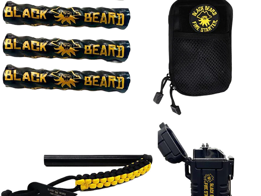 Black Beard Fire Starters SKB Ultimate Fire Kit Black Includes Ferro Rod/Plasma Arc Lighter/Organizer Case/Fire Starters/Decal