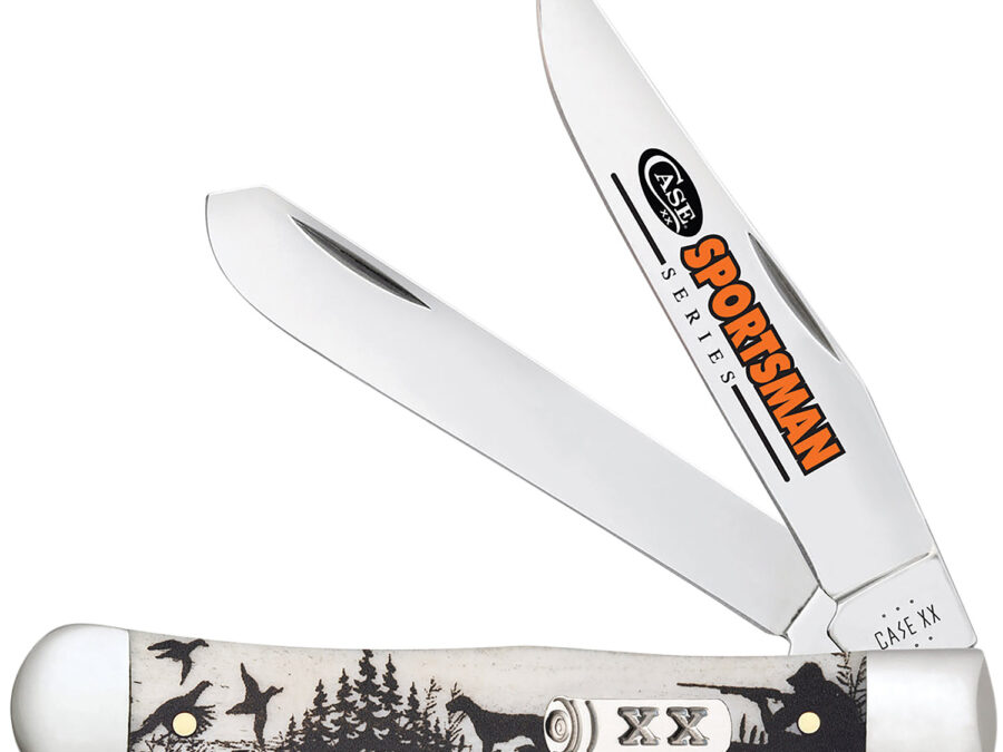 Case 81224 Trapper Sportsman Folding Clip Point/Spey Plain Mirror Polished Tru-Sharp SS Blade/Bird Dog Hunter Embellished Natural Bone Handle