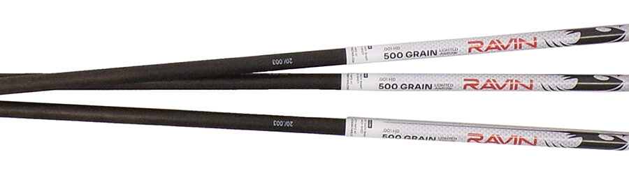Ravin Crossbows R144 Lighted Arrows  500 Grain 100% Pure Carbon 3 Pack