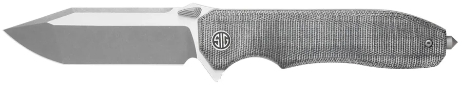 Sig Sauer Knives VA9SBT Validus  3.78" Folding Modified Tanto Plain Dark Acid Stonewash/Satin M390 Steel Blade, 4.76" Salt & Pepper Canvas Micarta Handle
