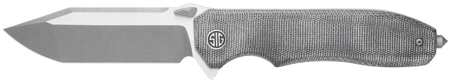 Sig Sauer Knives VA9SBT Validus  3.78" Folding Modified Tanto Plain Dark Acid Stonewash/Satin M390 Steel Blade, 4.76" Salt & Pepper Canvas Micarta Handle