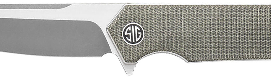 Sig Sauer Knives TS8SG Tsuru  3.30" Folding Tanto Plain Satin 154CM SS Blade, 4.20" Green Canvas Micarta Handle