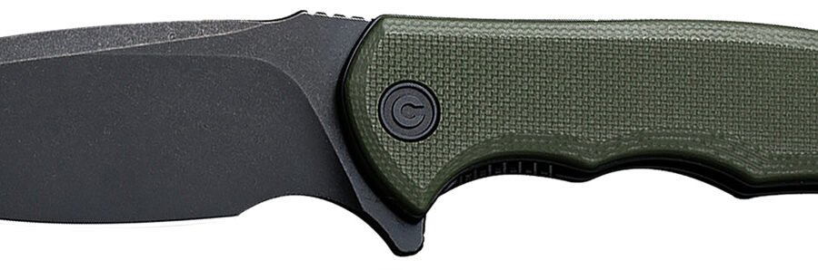 Civivi Knives C18026C-1 Praxis  Mini 2.98" Folding Drop Point Plain Black Stonewashed D2 Steel Blade, OD Green Textured G10 Handle