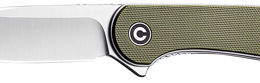 Civivi Knives C907E Elementum  2.96" Folding Plain Satin D2 Steel Blade, 4.03" Green Textured G10 Handle