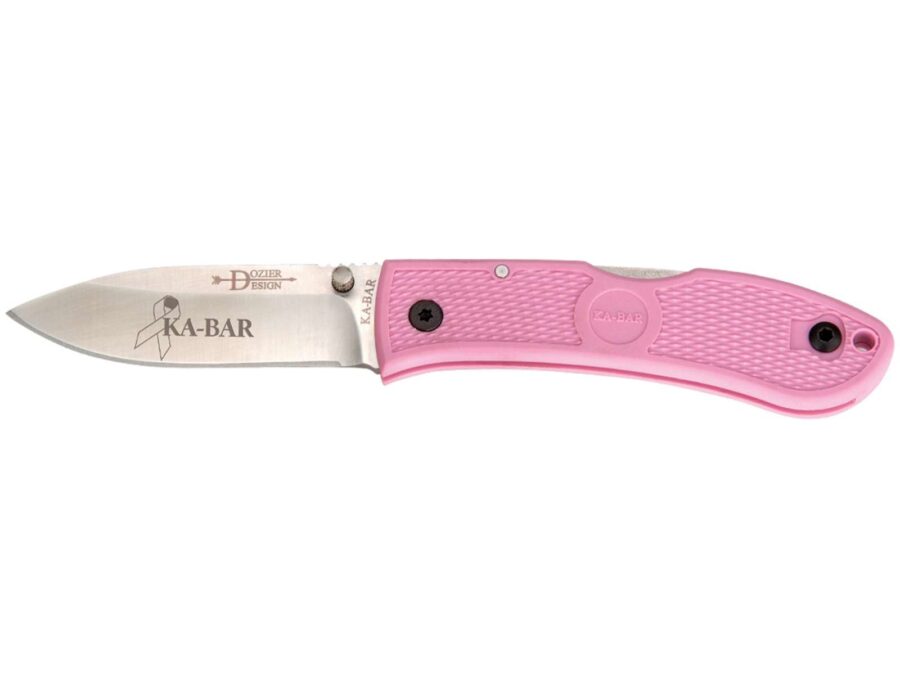 KA-BAR DOZIER HUNTER KNIFE 7.25 OAL 3 IN FOLDER DROP POINT BLADE PINK G10 GRIPS P/CLIP