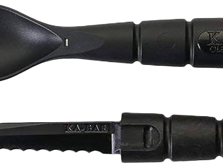 Ka-Bar 9909 Spork/Knife  Black Creamid 2.50" Serrated 6.88" Long