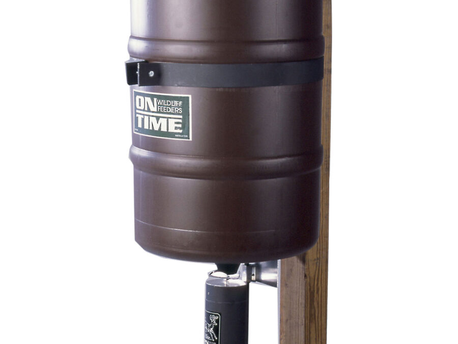 On Time 50003 Elite Lifetime Fish Feeder Combo 25 Gallon Capacity, Built-In Agitator Rod, Steel Band with Welded Bracket