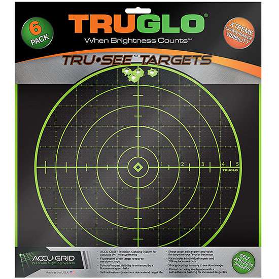 TRUGLO TRU SEE TARGET FLUORESCENT GREEN100 YARD 12"X12" 6- PK ( 6 PER CASE )