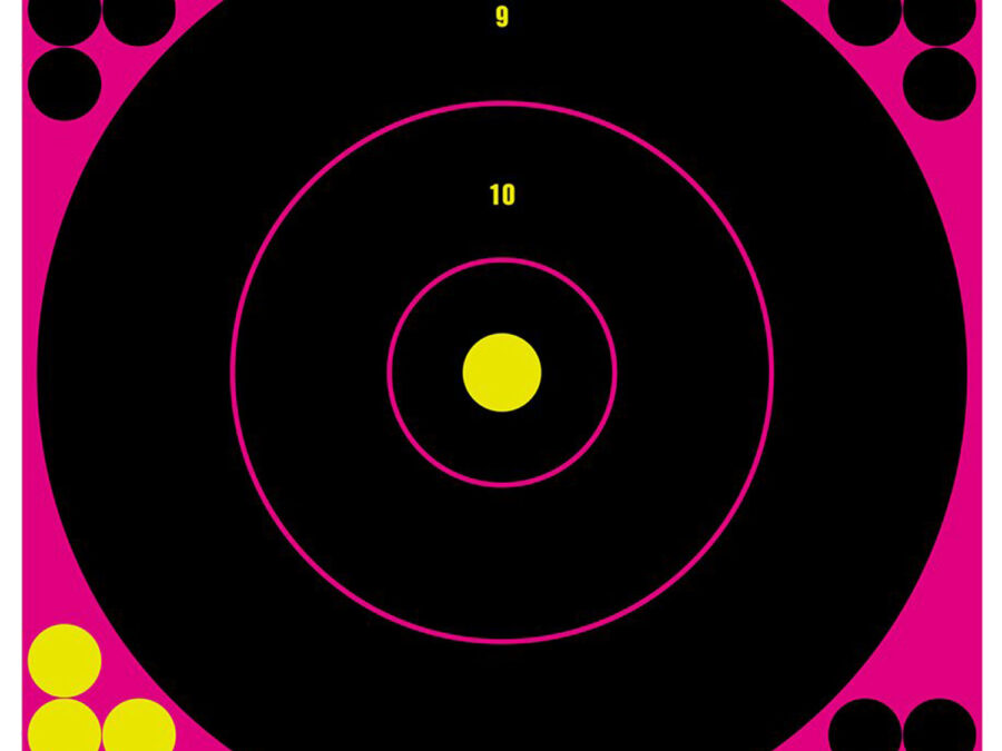 Birchwood Casey 34027 Shoot-N-C Reactive Target Self-Adhesive Paper Black/Pink 12" Bullseye 5 Pack