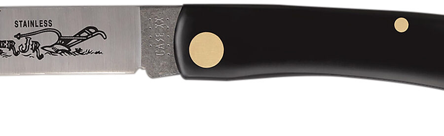 Case 00095 Sod Buster Jr. 2.80" Folding Skinner Plain Etched As-Ground Stainless Steel Blade Black Synthetic Handle