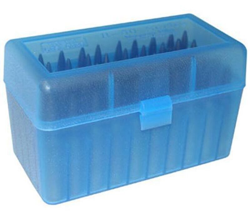 MTM CASE GARD FLIP-TOP BOX CARTRG 204/223/6X47 50RD CLR-BLUE ( 24 PER CASE )