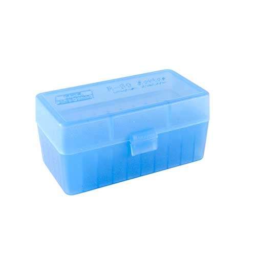 MTM FLIP-TOP  BOX RIFLE CARTRIDGE 22-250/6MMPPC/7BR 50RD CLR BLUE ( 24 PER CASE )