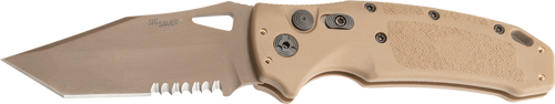 HOGUE K320A M17 3.5" AUTO FLDR - TANTO PART SERRATED POLY TAN