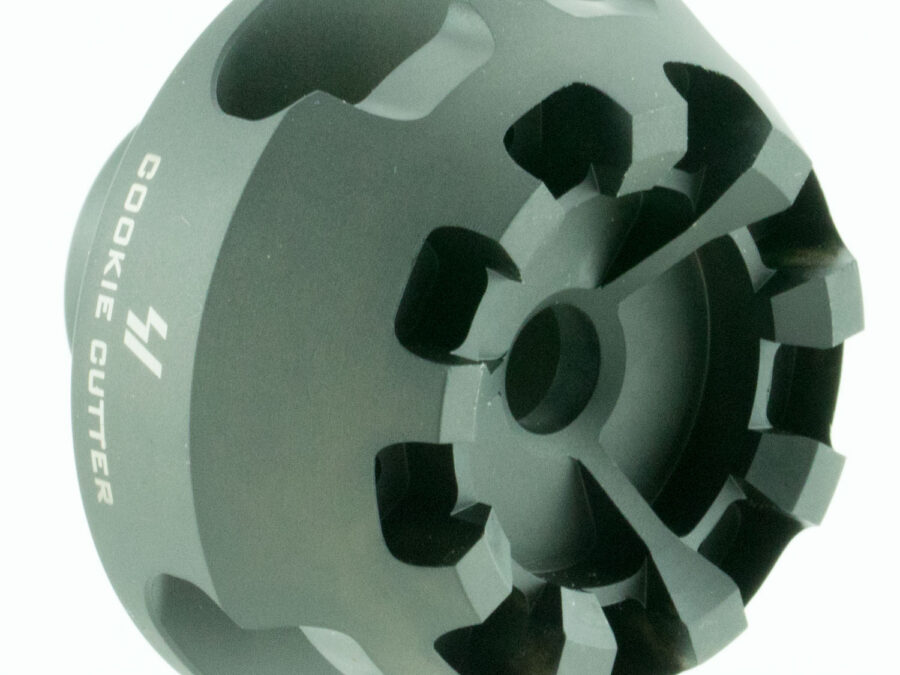 Strike Industries CCCOMP308 Cookie Cutter Comp Black Matte Steel with 5/8"-24 tpi Threads, 1.57" OAL & 0.26" Inside/2.14" Outside Diameter for 308 Win, 7.62x51mm NATO AR-Platform