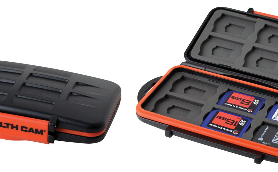 Stealth Cam STCMCSC Memory Card Storage Case  Black/Red Black/Orange Polycarbonate Includes 12 Full Sized SD Cards
