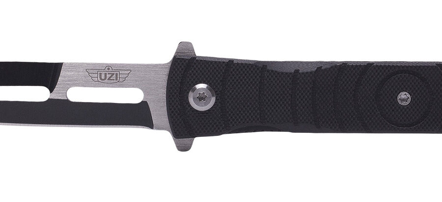 Uzi Accessories UZKFDR014 Mossad III 3.50" Folding Spear Point Plain Black/Silver Stainless Steel Blade Black G10 Handle Features Glass Breaker Includes Metal Clip