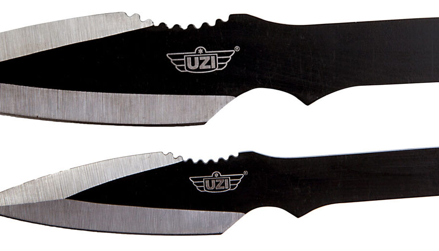 Uzi Accessories UZKTRW002 Throwing Knives  Fixed Spear Point Plain Black Stainless Steel Blade Black Stainless Steel Handle Includes