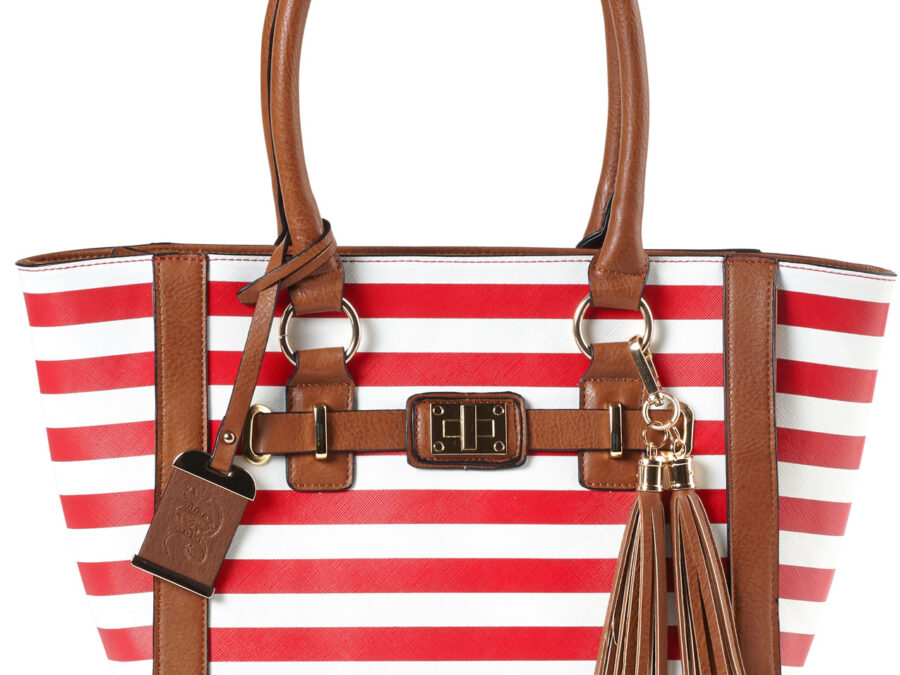 Bulldog BDP051 Tote Purse w/Holster Cherry Stripe Leather Most Sm Pistols & Revolvers Right Hand
