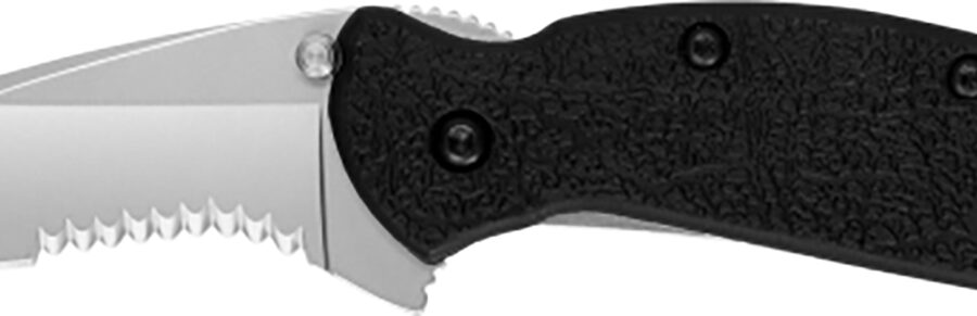 Kershaw 1620ST Scallion  2.40" Folding Drop Point Part Serrated Bead Blasted 420HC SS Blade Black Glass-Filled Nylon  Handle Includes Pocket Clip