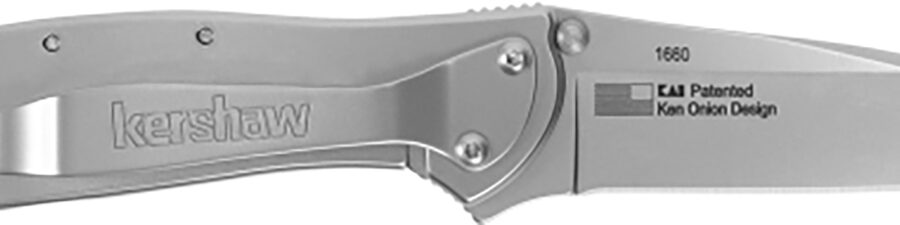 Kershaw 1660 Leek  3" Folding Drop Point Plain Bead Blasted 14C28N Steel Blade, Bead Blasted 410 Stainless Steel Handle Includes Pocket Clip