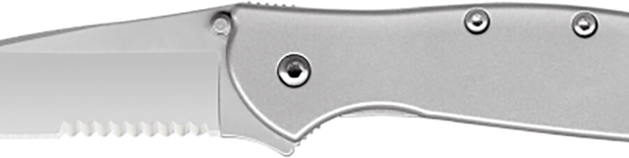 Kershaw 1660ST Leek  3" Folding Drop Point Part Serrated Bead Blasted 14C28N Steel Blade Bead Blasted 410 Stainless Steel Handle Includes Pocket Clip