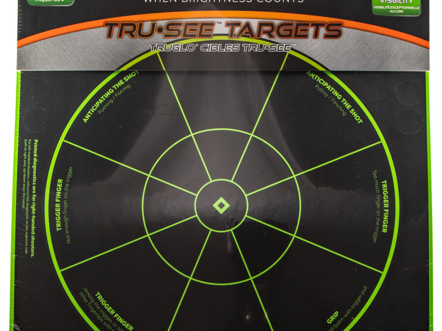 TruGlo TG15A6 Tru-See Handgun Diagnostic Self-Adhesive Heavy Paper Black/Green 12"x12" Bullseye 6 Pack