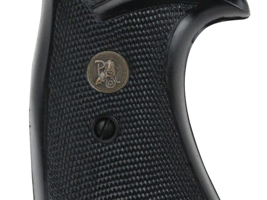 Pachmayr 03267 Presentation Grip Checkered Black Rubber for S&W K/L Frame with Square Butt