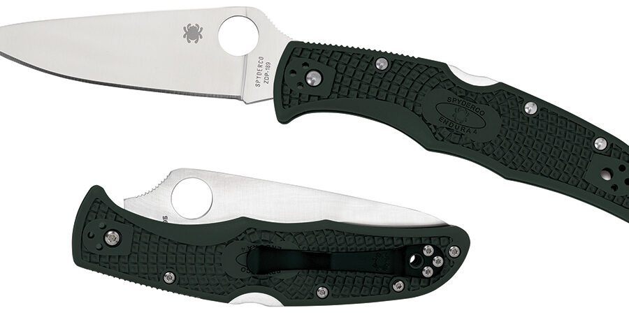 Spyderco C10FPGR Endura 4 Lightweight 3.75" Folding Clip Point Plain VG-10 SS Blade Green Bi-Directional Texturing FRN Handle Includes Pocket Clip