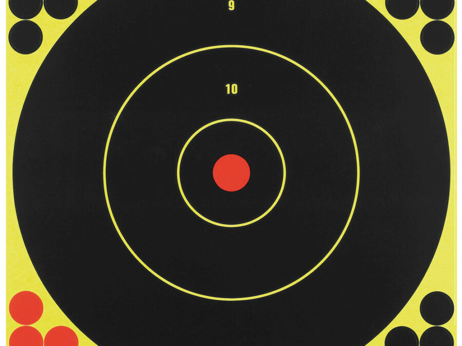 Birchwood Casey 34012 Shoot-N-C Reactive Target Self-Adhesive Paper Black/Yellow/Red 12" Bullseye 5 Pack
