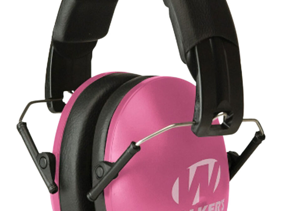 Walker's GWPYWFM2PNK Folding Muff  27 dB Over the Head Pink/Black Polymer Fits Youth/Women