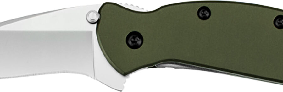 Kershaw 1620OL Scallion  2.40" Folding Drop Point Plain Bead Blasted 420HC SS Blade Olive Drab Anodized Aluminum Handle Includes Pocket Clip