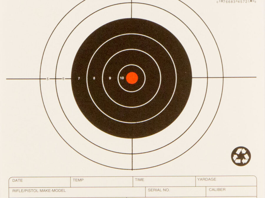 Champion Targets 45721 Score Keeper  Bullseye Paper 50 yds Small Bore Rifle 8.50" x 11" Black/Orange 12 PK