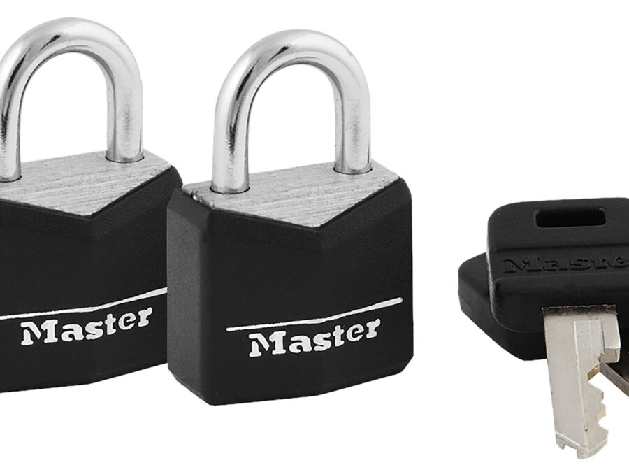 Master Lock 121T Padlock Keyed Open With Key Keyed Alike Steel Vinyl-Covered 2 Per Pkg