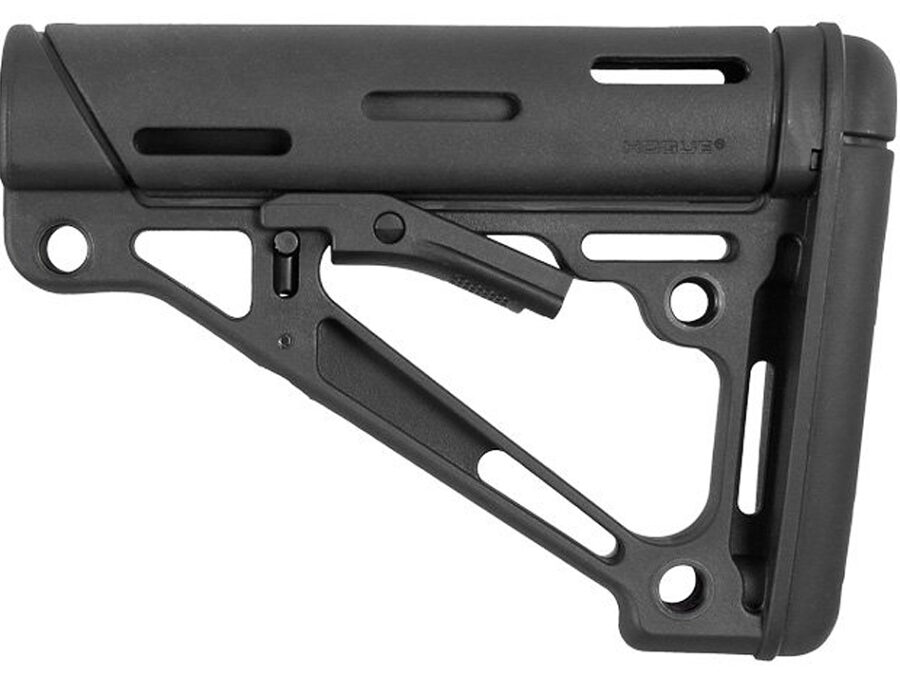 Hogue 15050 OverMolded Collapsible Buttstock Black OverMolded Rubber Black for AR15, M16, M4 with Commercial Tube (Tube Not Included)