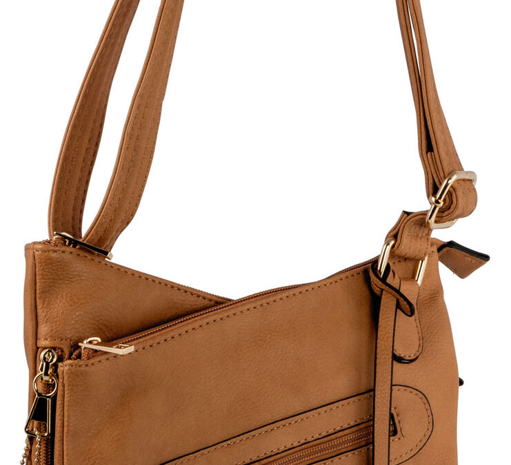 Bulldog BDP032 Cross Body Purse w/Holster Tan Leather for Small Autos & Revolvers Ambidextrous Hand