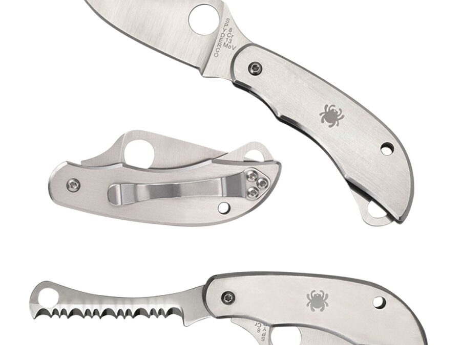 Spyderco C176P&S Clipitool  Silver Stainless Steel Folding 8Cr13MoV SS 4.57"/4.59" Long Part Serrated Blade Stainless Steel Handle Features Screwdriver/Opener