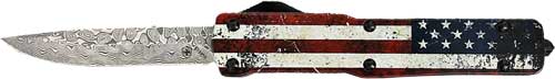 TEMPLAR KNIFE SLIM OTF US FLAG - 3.5" DAMASCUS DROP PNT